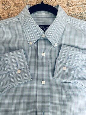 Jos. A. Bank Men's Travelers Collection Medium Blue and Green Check NWOT